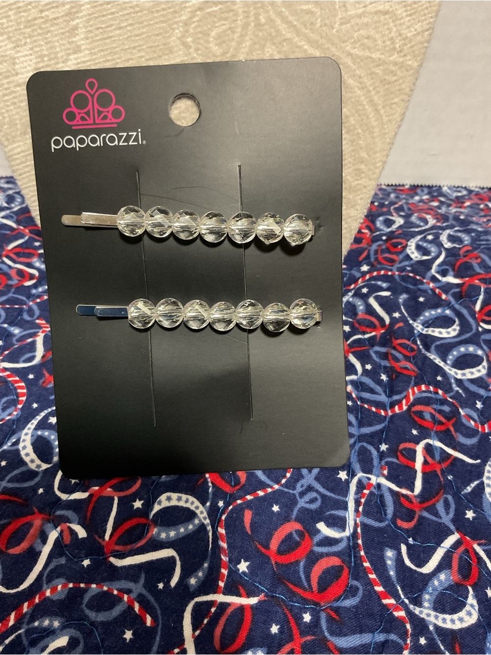 paparazzi Clear Crystal Beaded hair clip